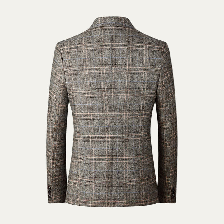 Mens Blazer Checked Pattern Two-Button Classic Fit