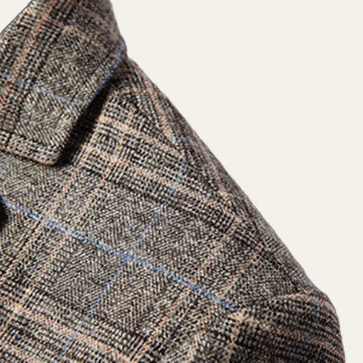 Mens Blazer Checked Pattern Two-Button Classic Fit