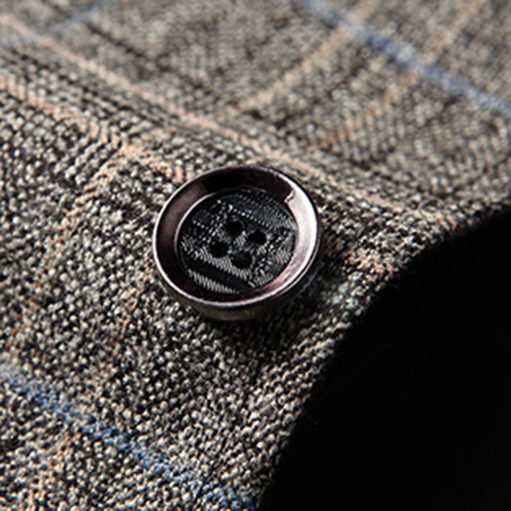 Mens Blazer Checked Pattern Two-Button Classic Fit
