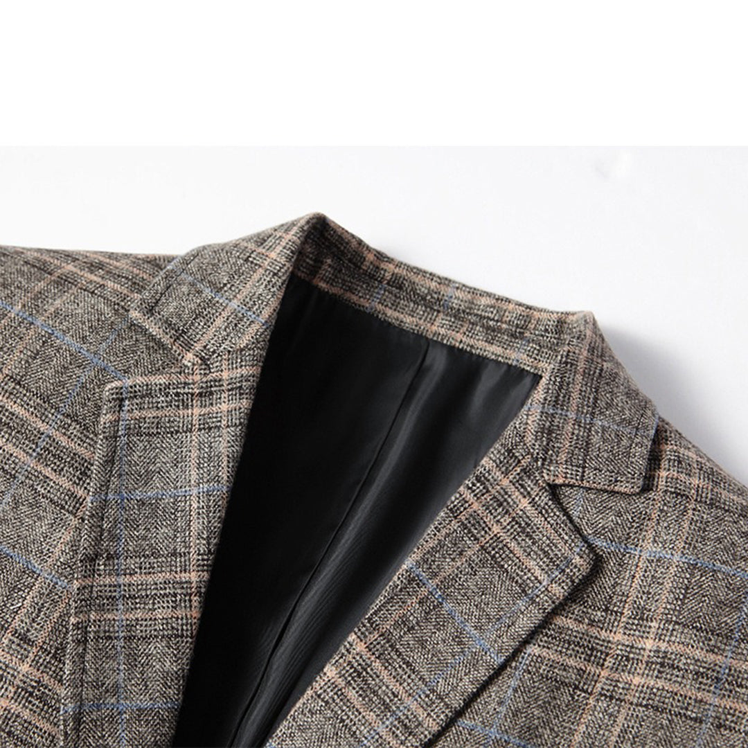 Mens Blazer Checked Pattern Two-Button Classic Fit