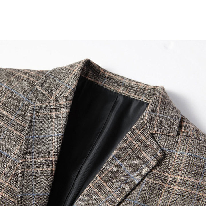 Mens Blazer Checked Pattern Two-Button Classic Fit