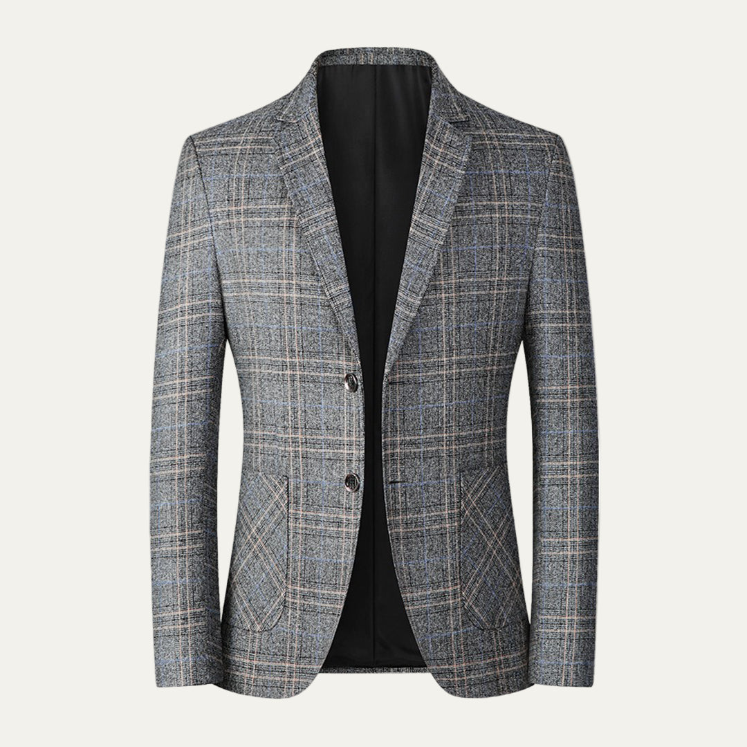Mens Blazer Checked Pattern Two-Button Classic Fit - BritishMode