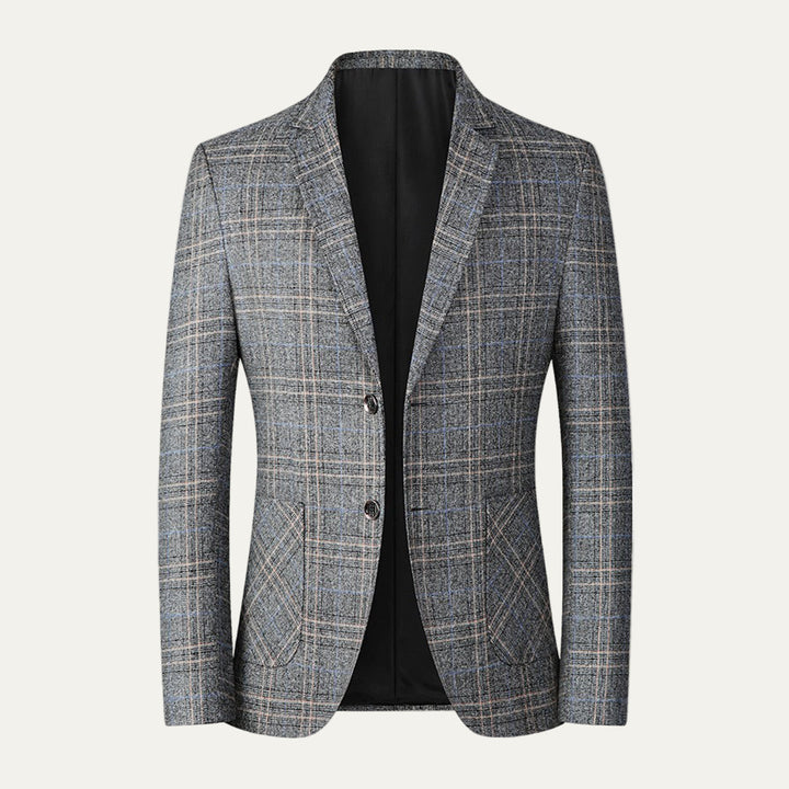 Mens Blazer Checked Pattern Two-Button Classic Fit - BritishMode