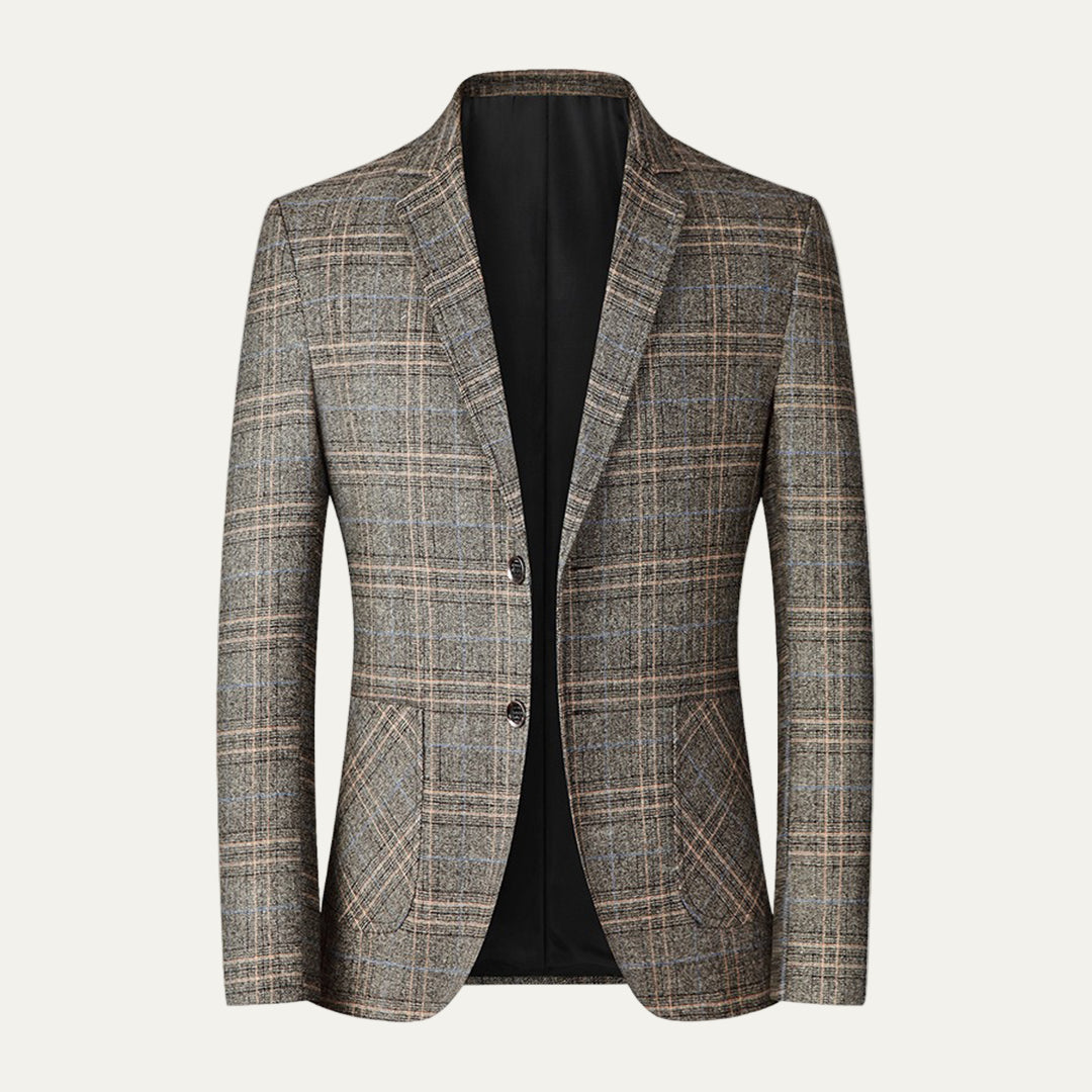 Mens Blazer Checked Pattern Two-Button Classic Fit