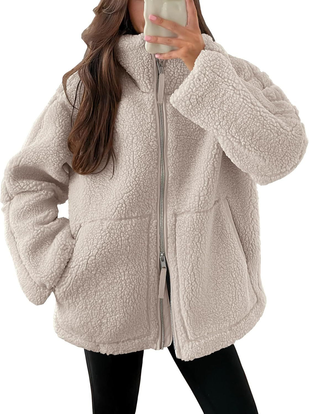 Womens Fleece Jacket Cozy Warm Zipper Front
