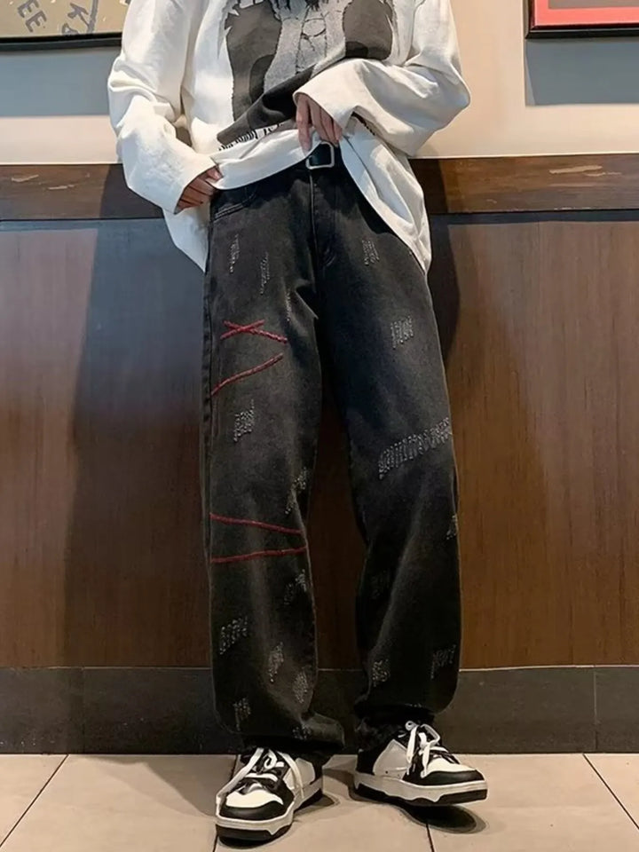Mens Wide Leg Jeans Relaxed Fit Plus Size