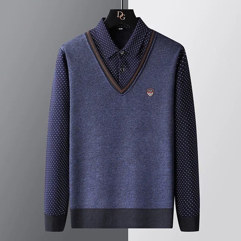 Mens Polo Sweater Warm Classic Fit