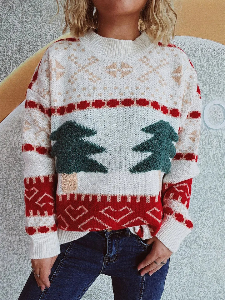 Womens Crew Neck Sweater Cozy Knit Winter Fit