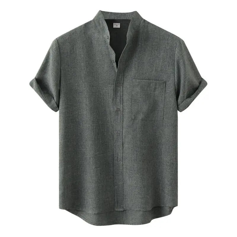 Mens Lightweight Summer Shirt with Stand Collar
