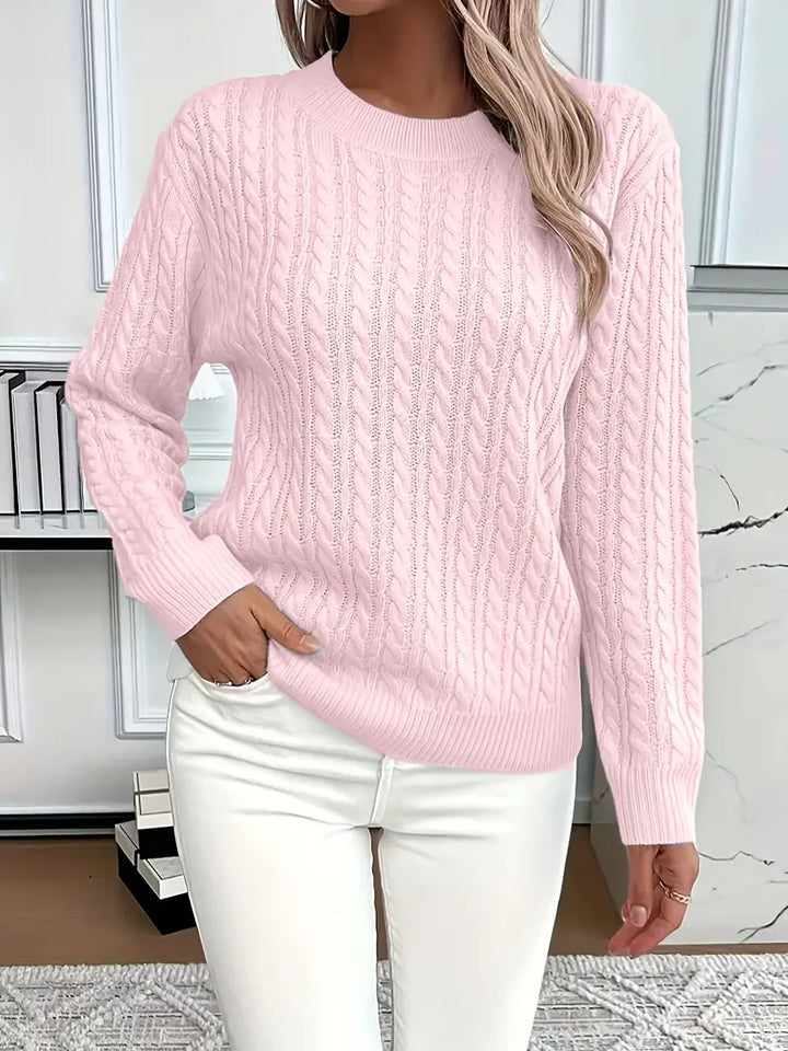 Womens Cable Knit Sweater Long Cozy Fit - BritishMode