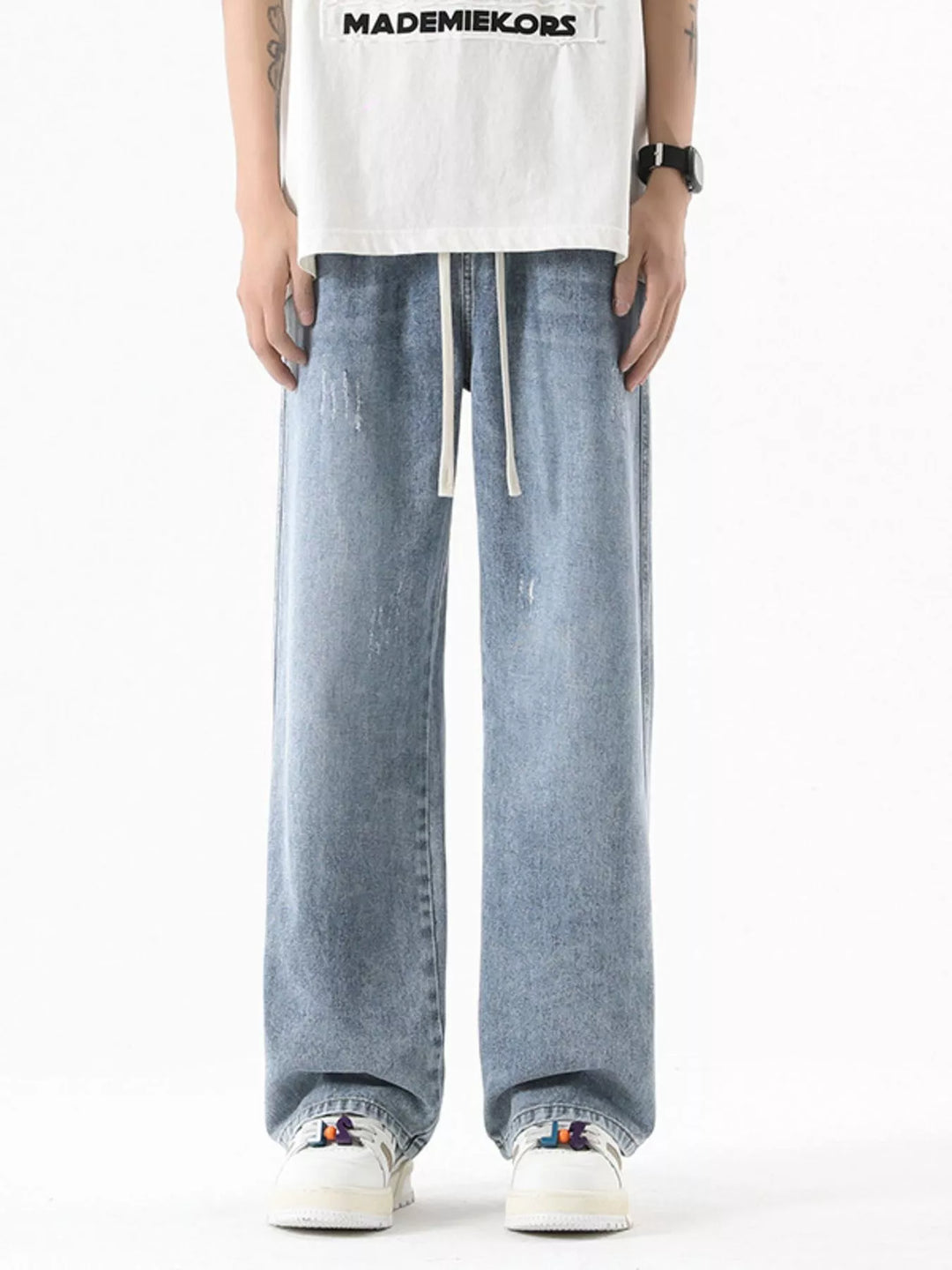 Mens Relaxed Fit Loose Leg Jeans Plus Size