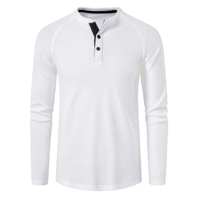 Mens Henley Shirt Classic Fit Cotton
