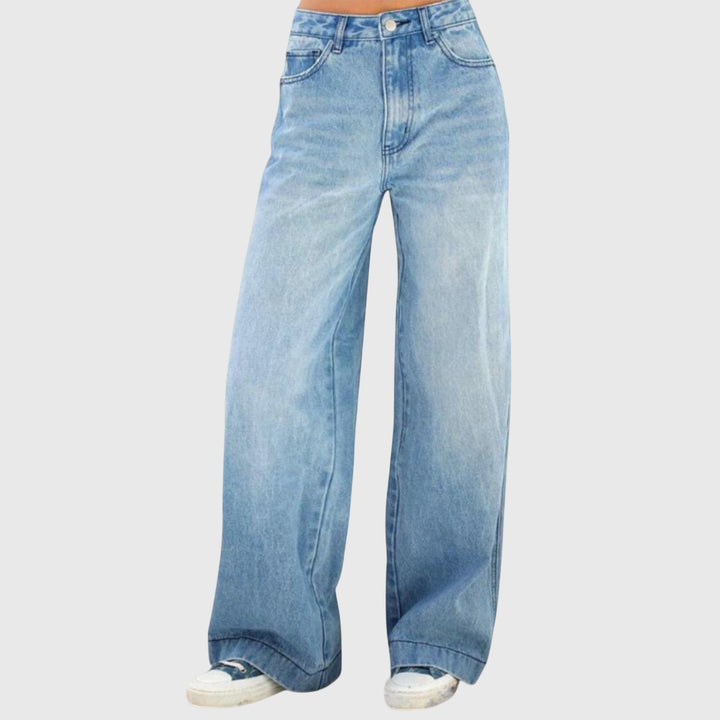 Womens High-Waist Wide-Leg Denim Jeans Relaxed Fit