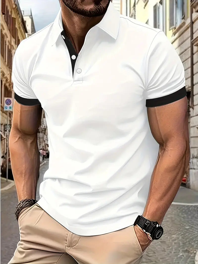 Mens Casual Shirt Colorblock Pattern Regular Fit