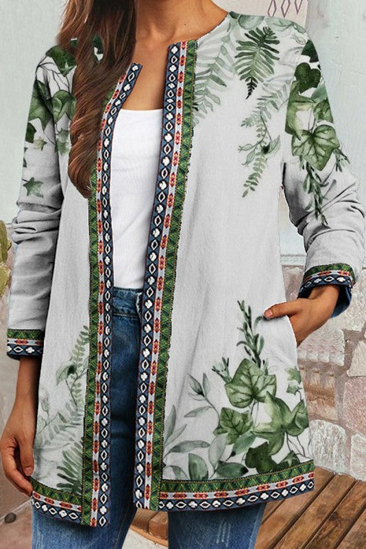Womens Open Cardigan Floral Pattern Lightweight Fit - BritishMode