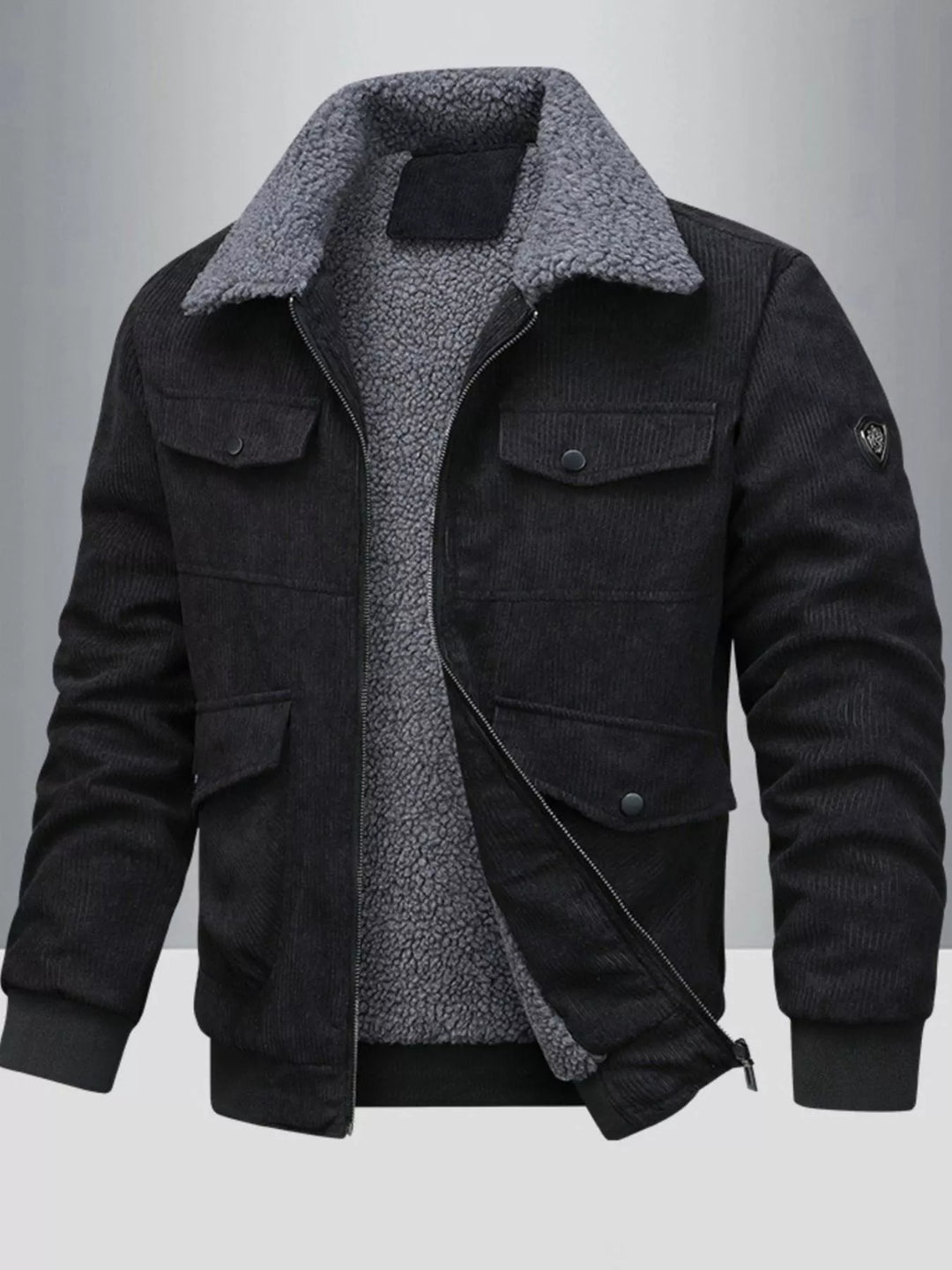 Mens Big and Tall Corduroy Coat Fleece Lined Relaxed Fit