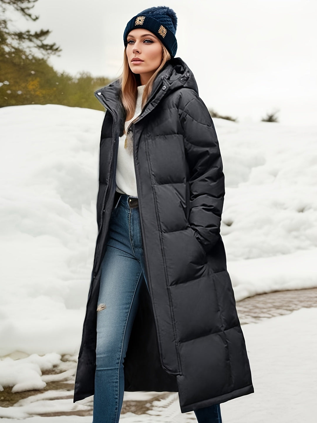 Womens Puffer Parka Coat Waterproof Insulated Hooded