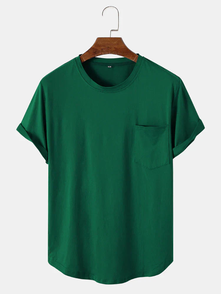 Mens T-Shirt Cotton Pocket Casual Fit