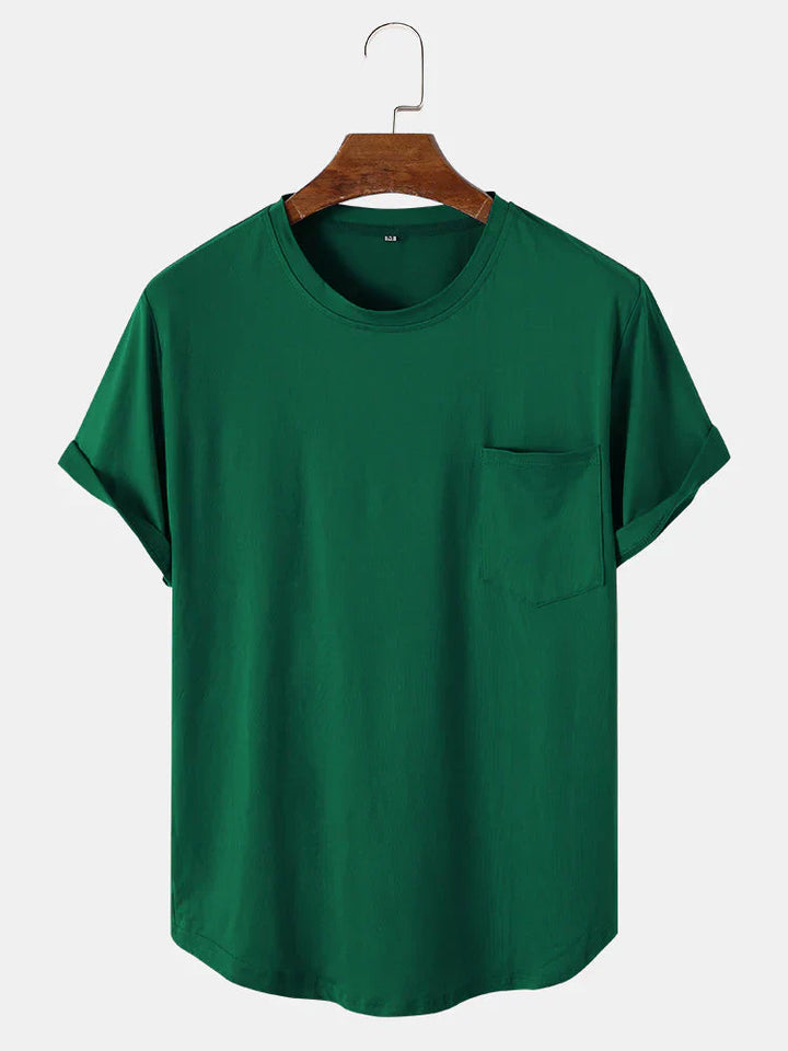Mens T-Shirt Cotton Pocket Casual Fit