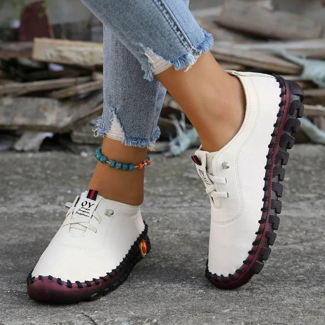 Womens Orthopedic Flat Shoes Perforated Upper - BritishMode