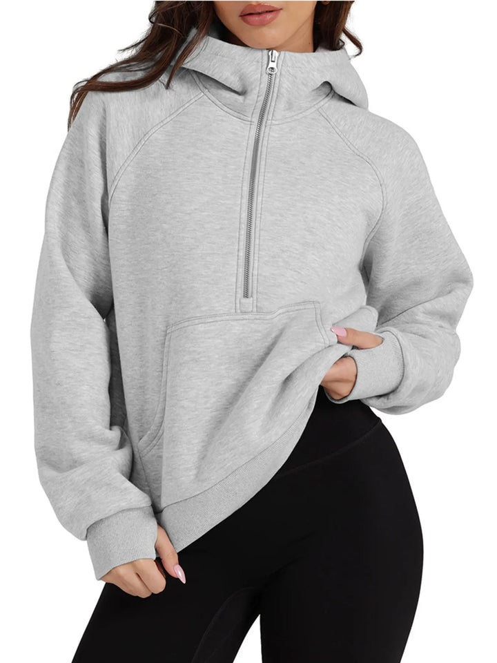 Unisex Fleece Pullover Jacket with Pouch Pocket - BritishMode