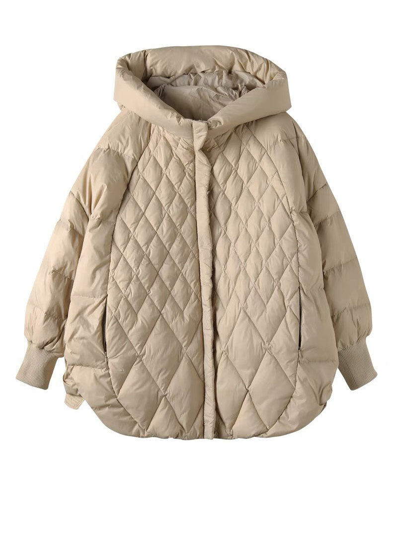 Womens Down Jacket with Hood and Zipper Closure