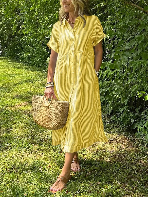 Womens Summer Dress Lightweight Stripe Relaxed Fit