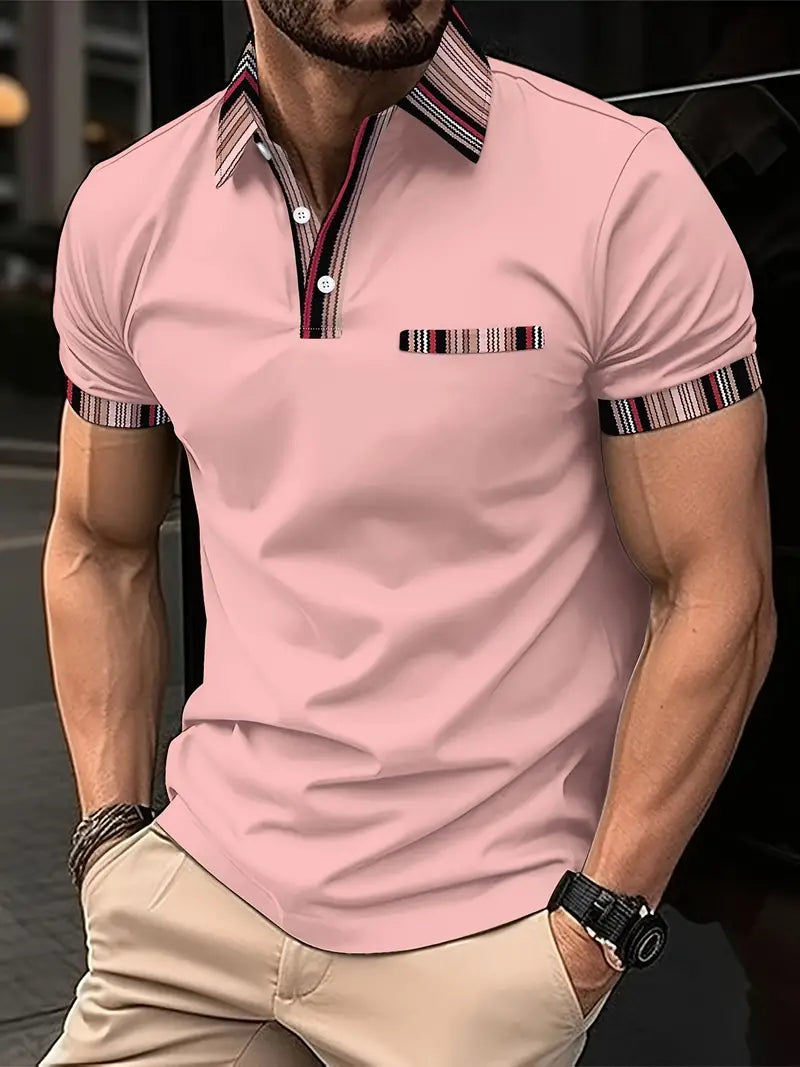 Mens Shirt Breathable Fabric Regular Fit Striped Collar