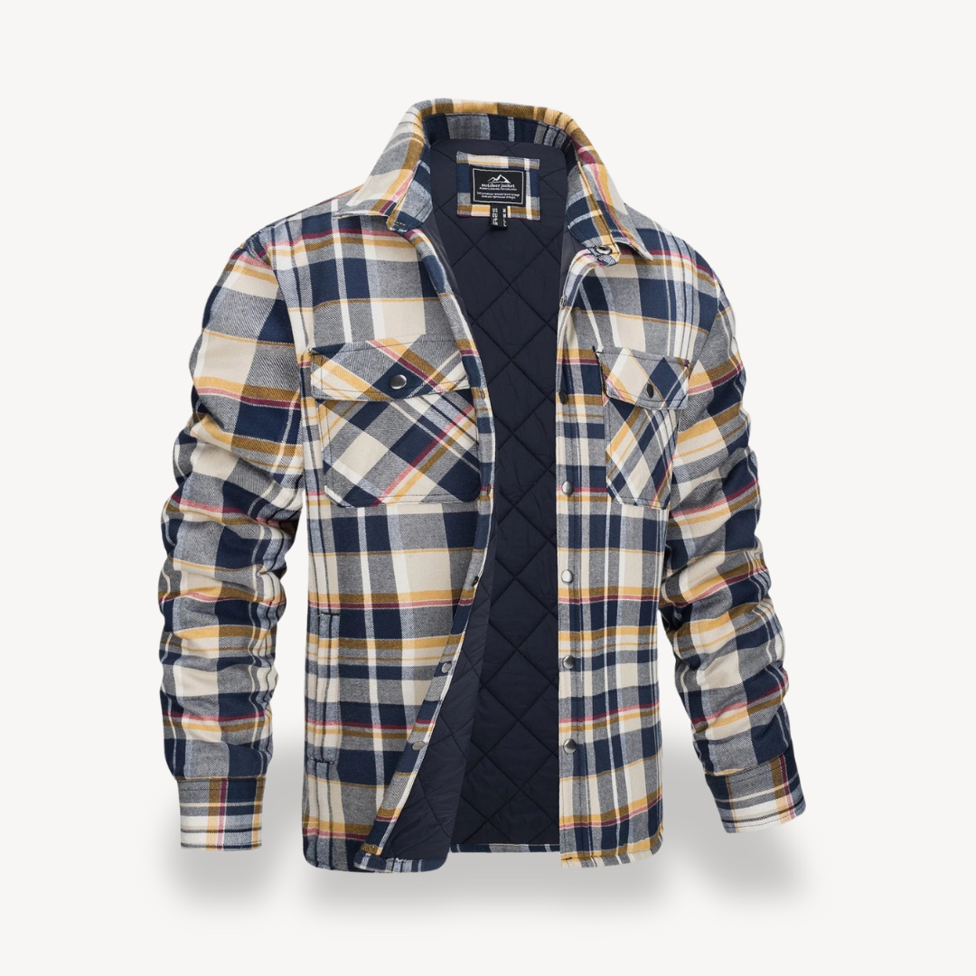 Mens Jacket Fleece Lined Plaid Pattern - BritishMode