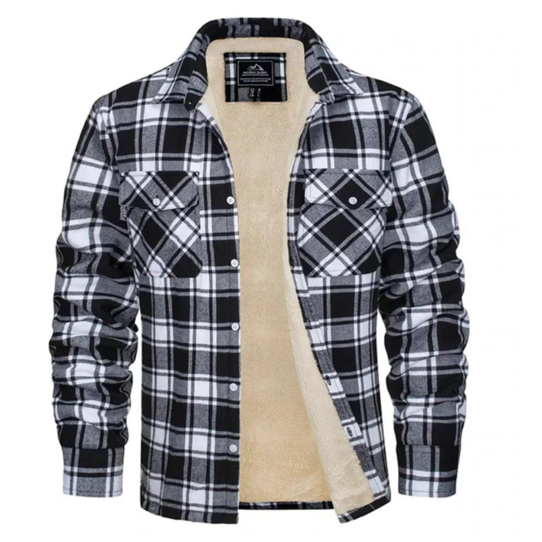 Mens Jacket Fleece Lined Checked Pattern Regular Fit