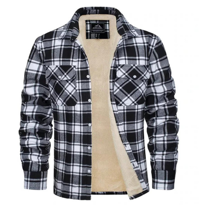 Mens Jacket Fleece Lined Checked Pattern Regular Fit