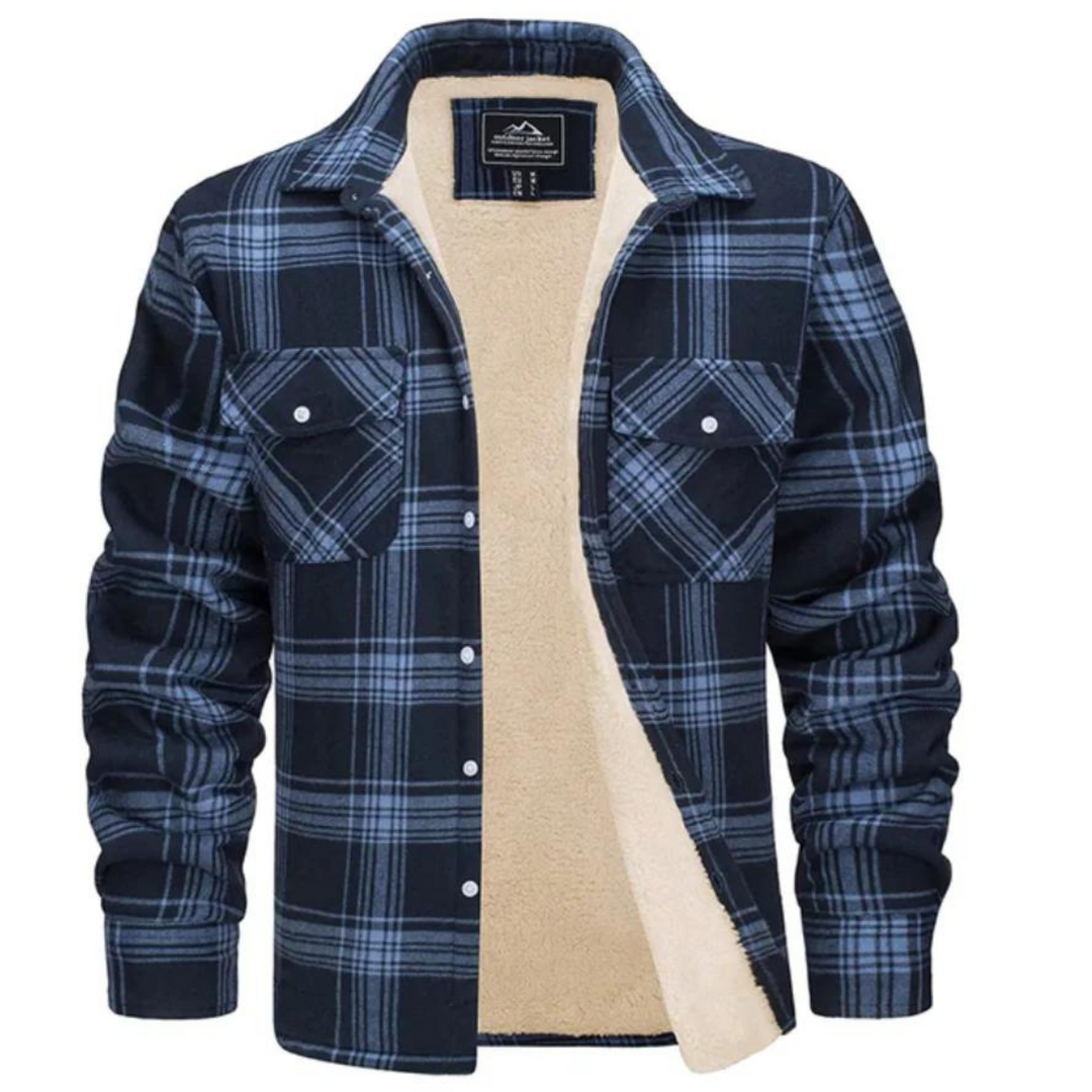 Mens Jacket Fleece Lined Checked Pattern Regular Fit