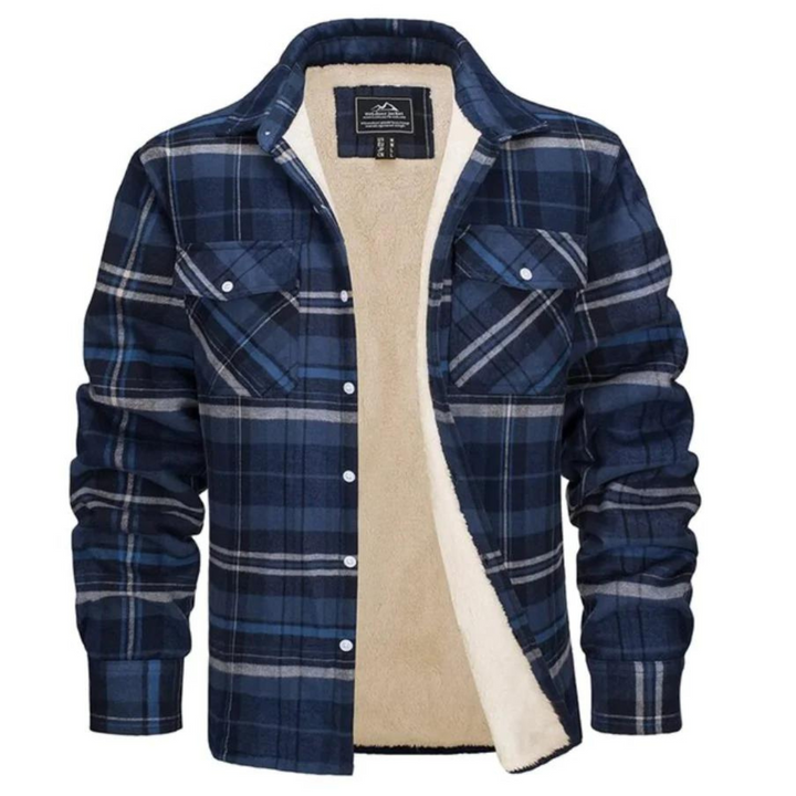 Mens Jacket Fleece Lined Checked Pattern Regular Fit
