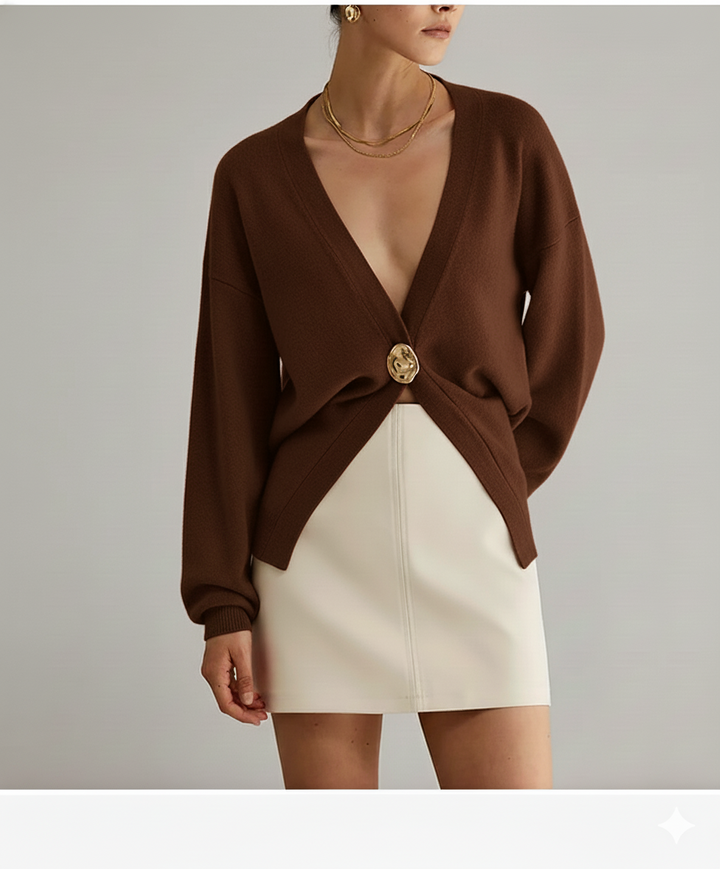 Womens V-Neck Sweater Cardigan Buttoned Elegant Fit