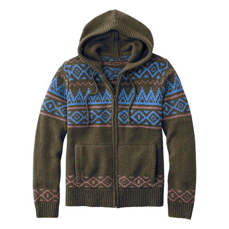 Mens Cable Knit Cardigan Sweater Zip-Up Warm - BritishMode