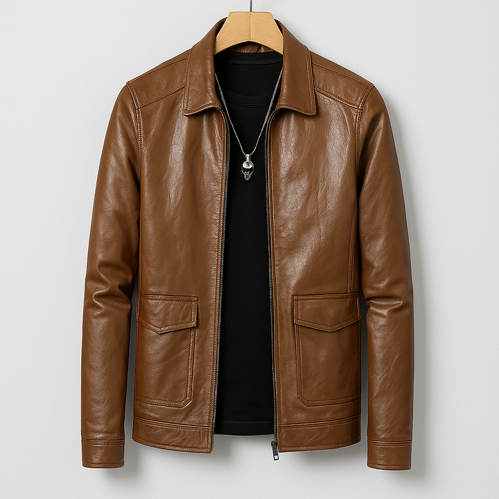 Mens Leather Jacket Classic Fit - BritishMode