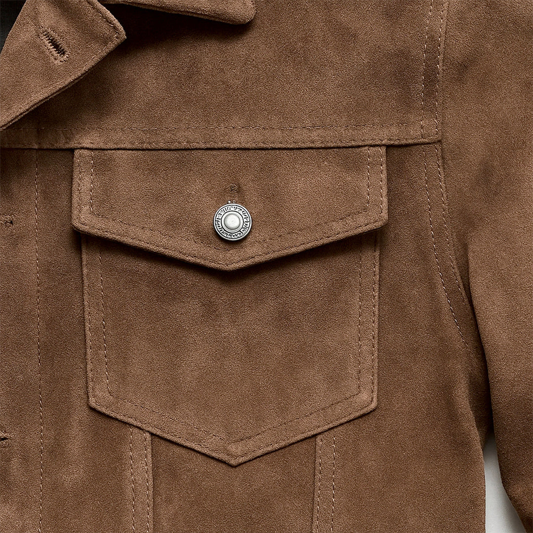 Mens Trucker Jacket Textured Suede Material