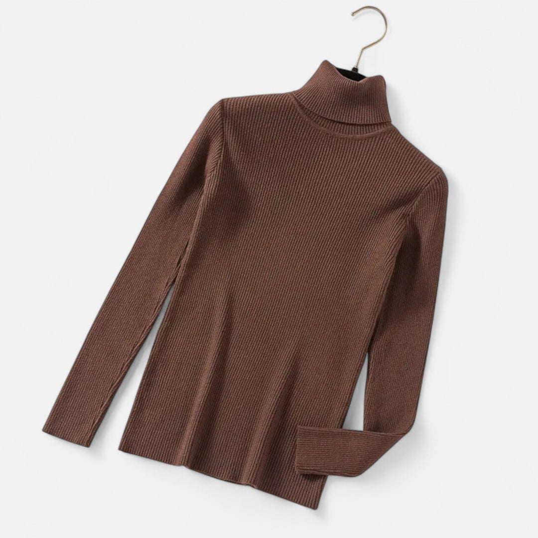 Womens Ribbed Knit Sweater Turtleneck Slim Fit