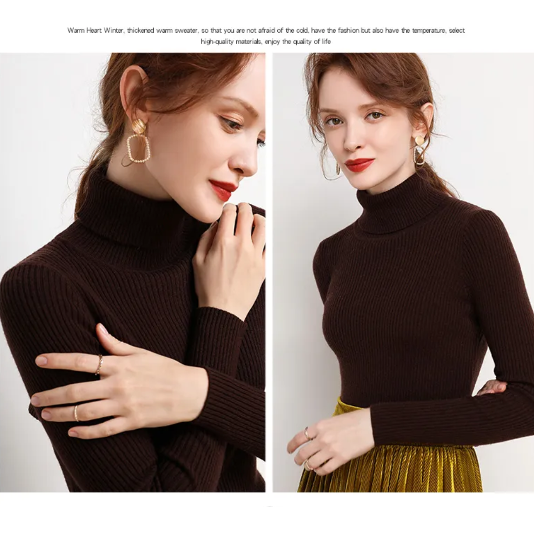 Womens Cashmere Turtleneck Sweater Winter-Ready Fit