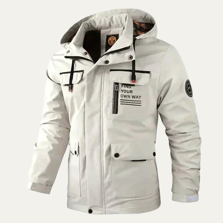 Mens Winter Parka with Hood and Multiple Pockets