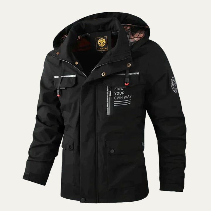 Mens Winter Parka with Hood and Multiple Pockets