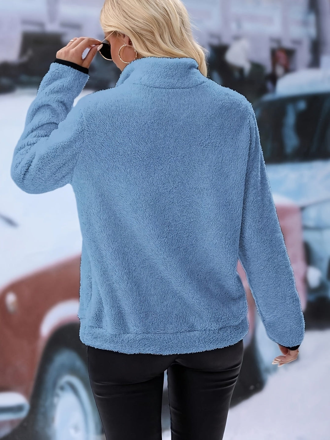 Womens Half-Zip Sweatshirt Cotton Relaxed Fit
