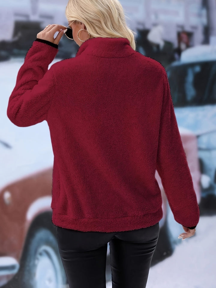 Womens Half-Zip Sweatshirt Cotton Relaxed Fit