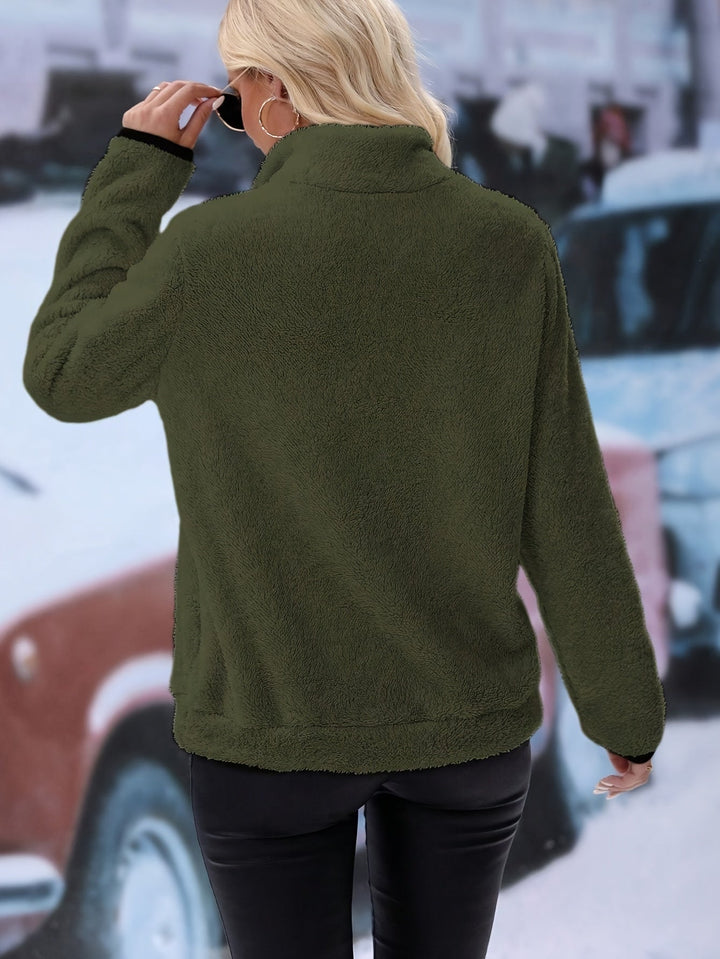 Womens Half-Zip Sweatshirt Cotton Relaxed Fit
