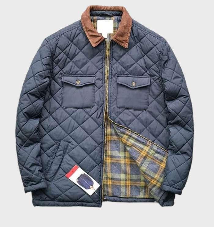 Mens Quilted Jacket with Corduroy Collar Regular Fit - BritishMode