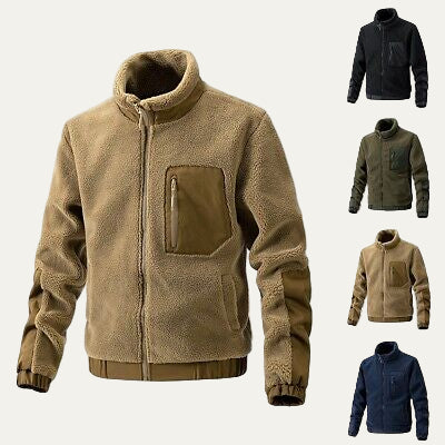 Mens Fleece Jacket Sherpa Heavy Duty Technical Panels