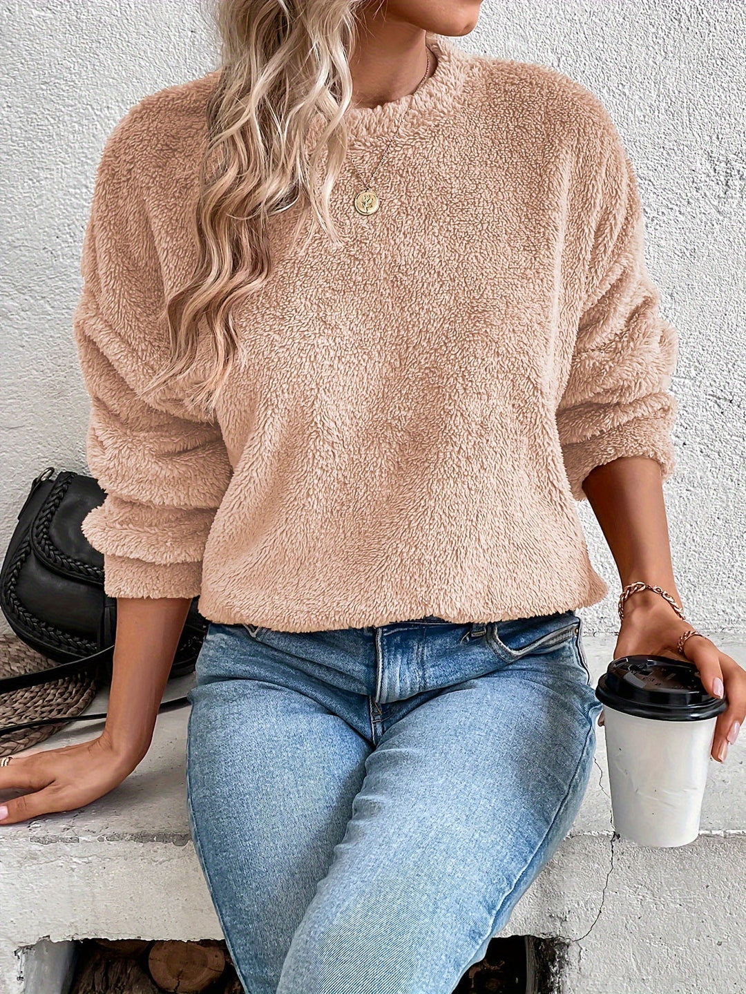 Womens Teddy Pullover Sweatshirt Comfortable Fit - BritishMode