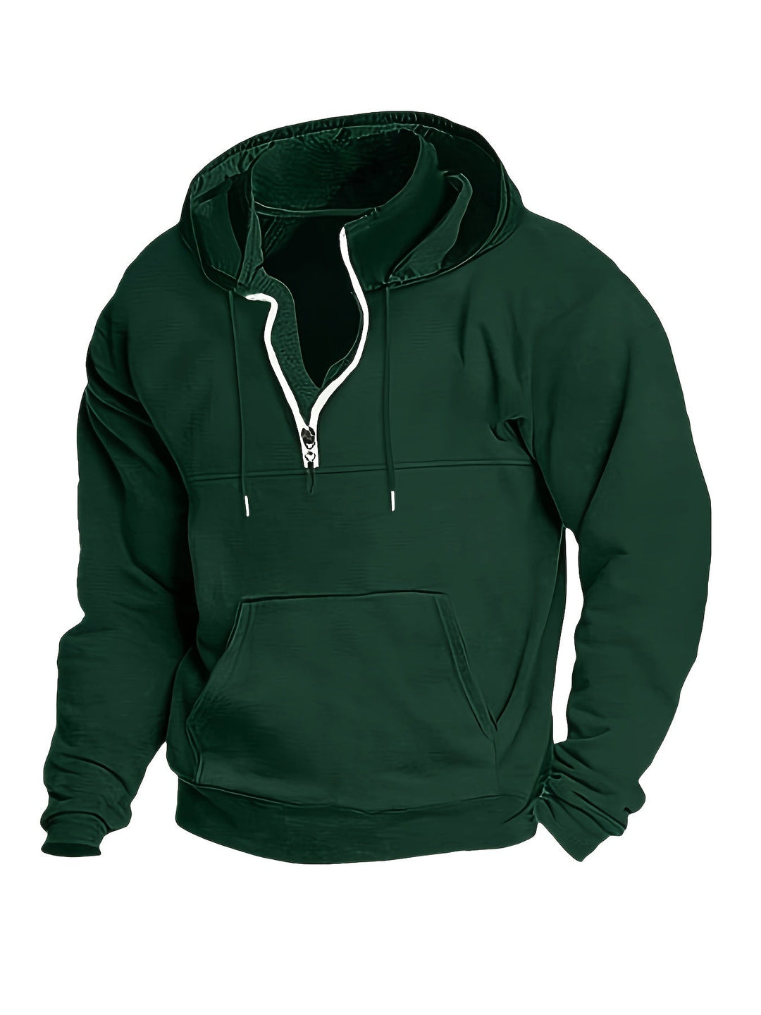 Mens Half-Zip Hoodie Cotton Relaxed Fit - BritishMode