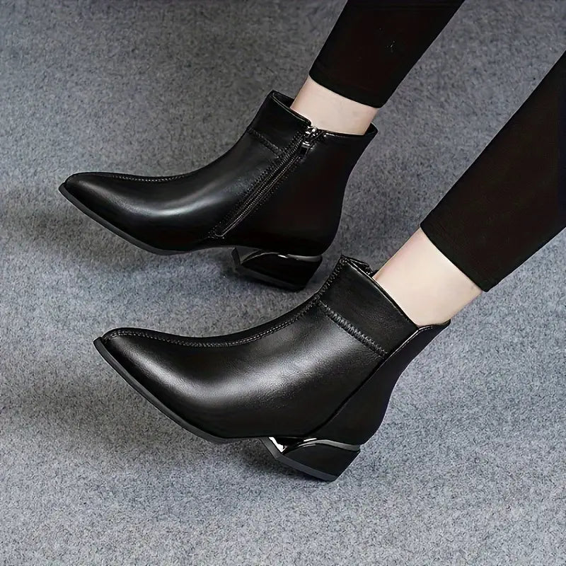 Womens Ankle Boots Leather Slip-On