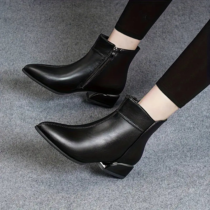 Womens Ankle Boots Leather Slip-On